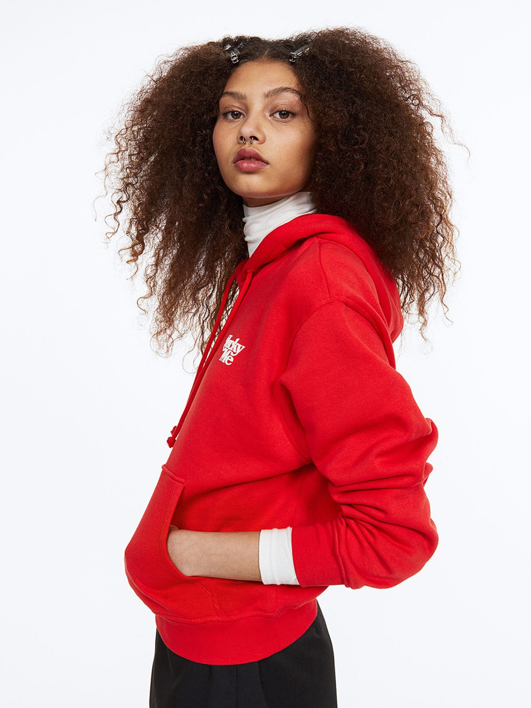 

H&M Women Motif-Detail Hoodie, Red