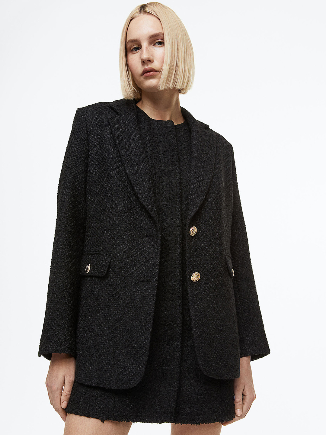 

H&M Women Textured Blazer, Black