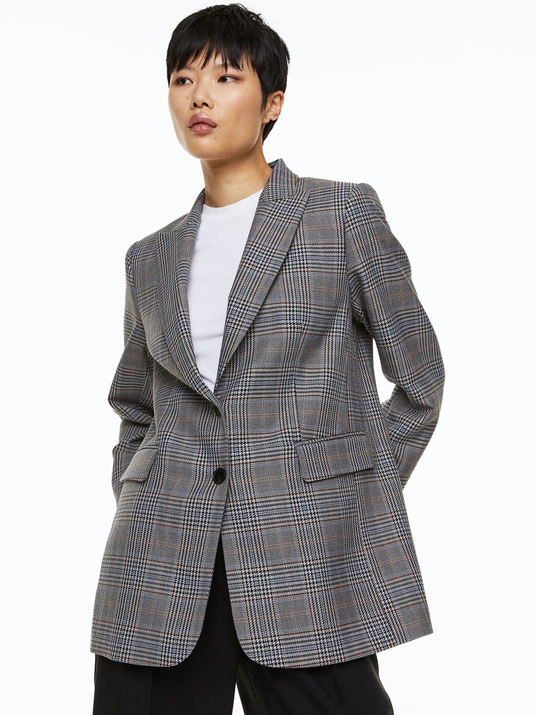 

H&M Women Single-Breasted Blazer, Grey