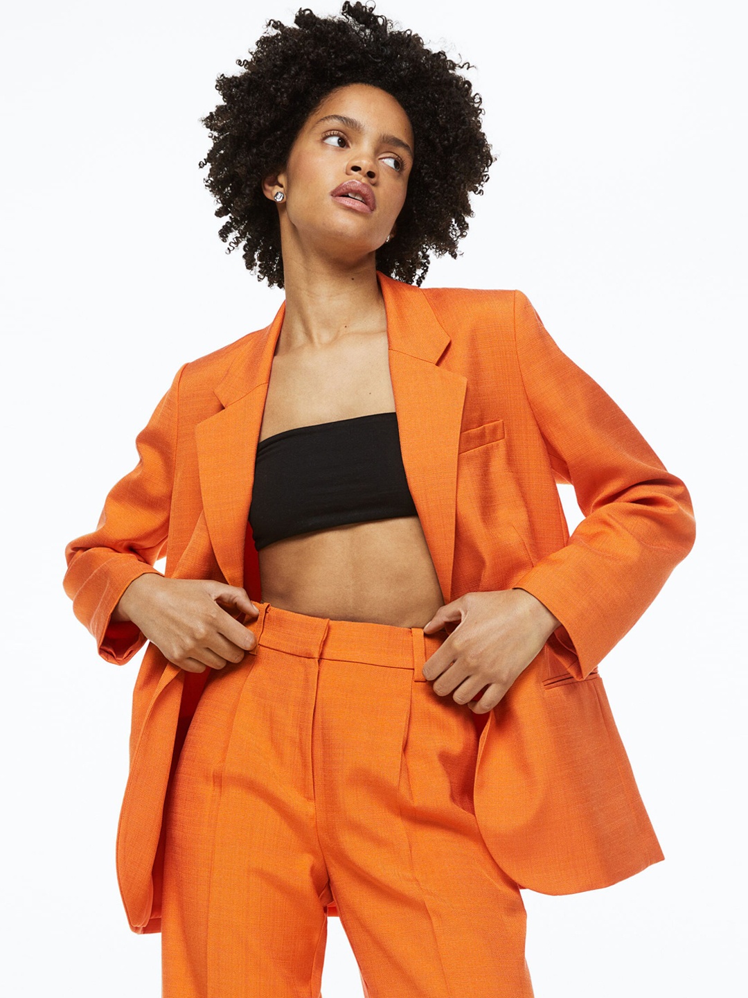 

H&M Women Single-Breasted Blazer, Orange