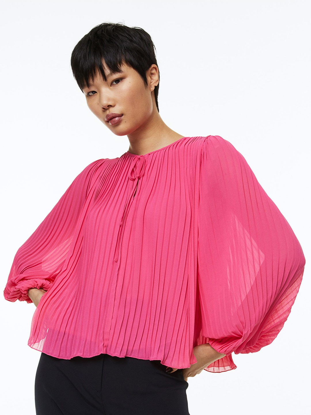 

H&M Women Pleated Blouse, Pink