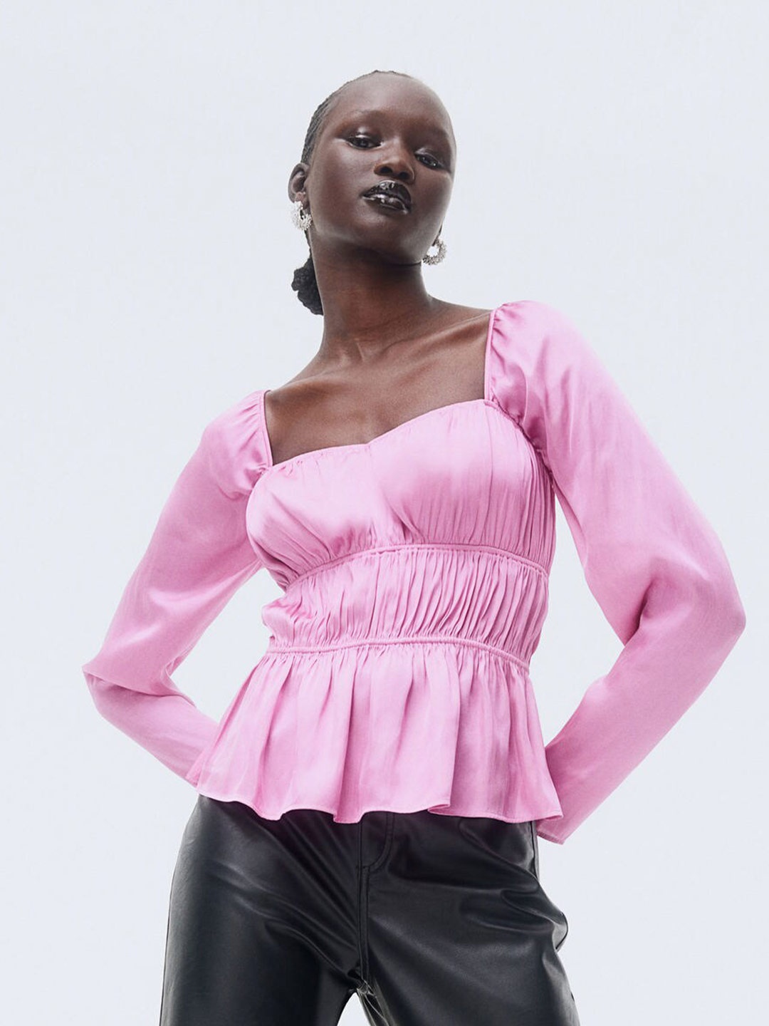 

H&M Women Satin Blouse, Pink