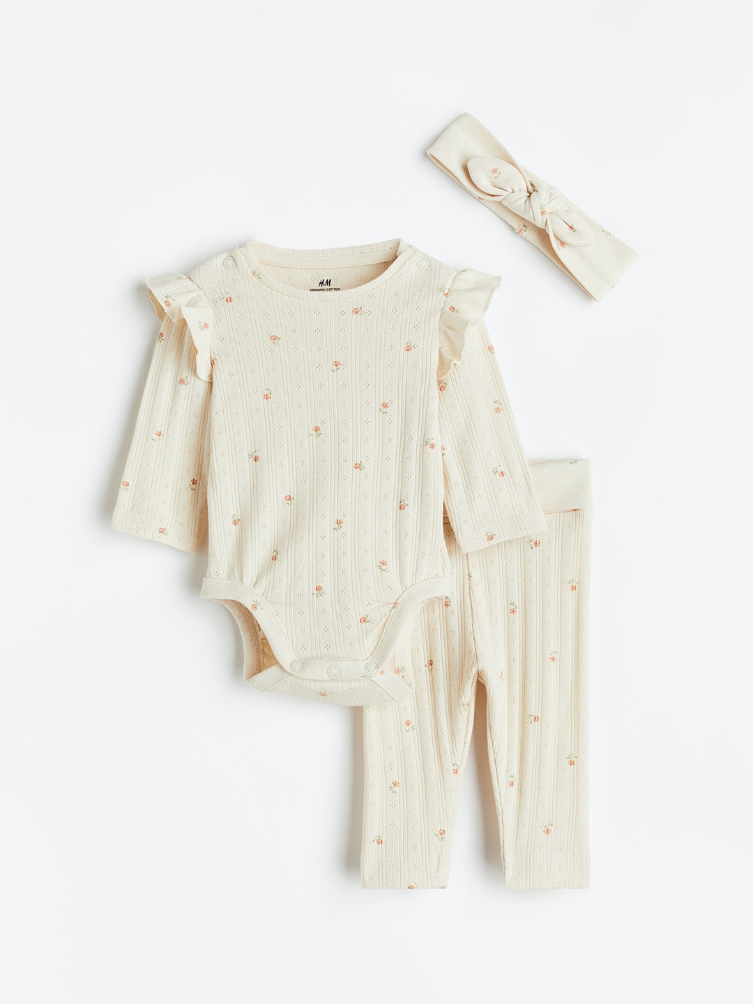 

H&M Girls 3-Piece Cotton Set, Beige