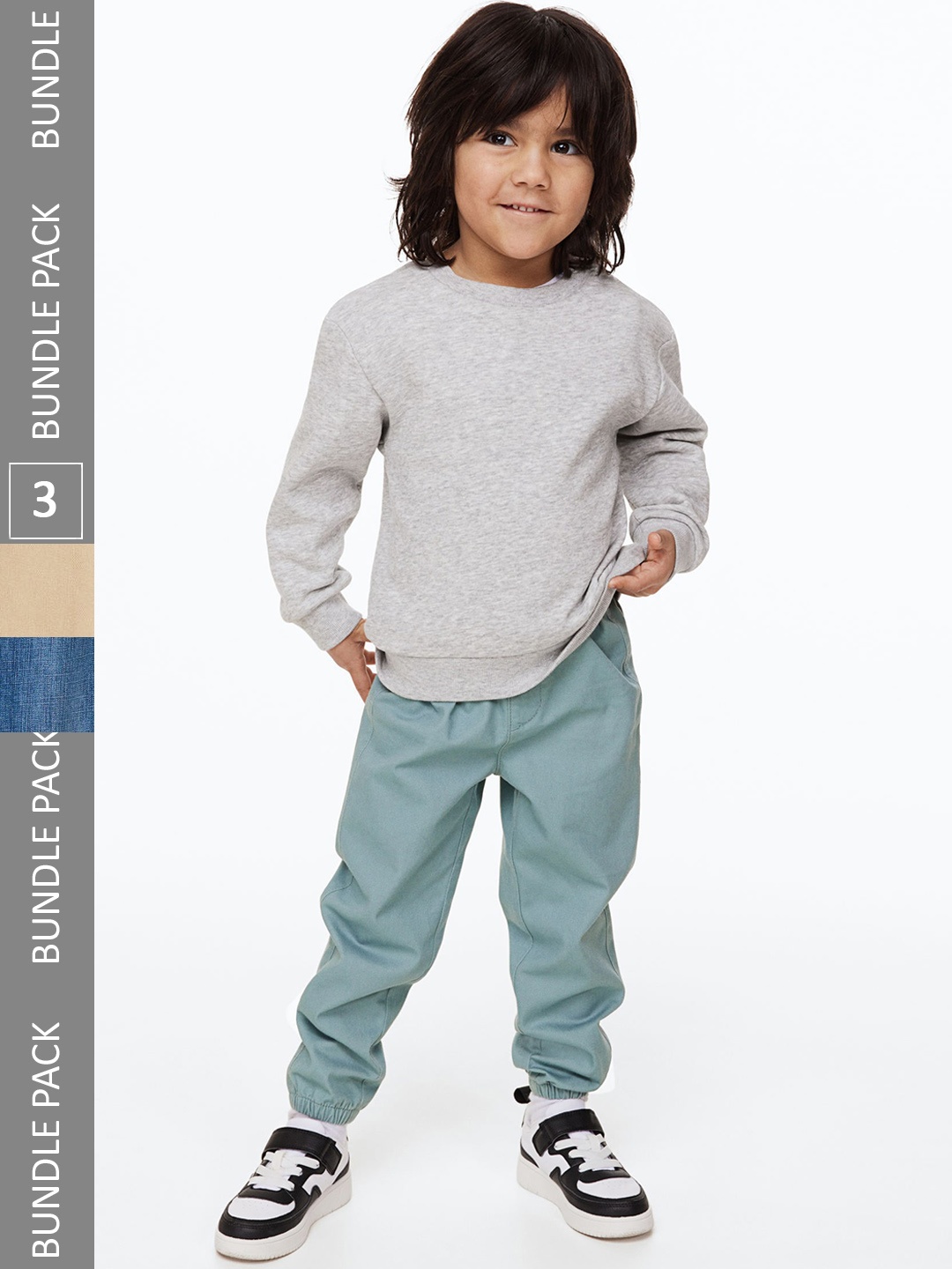 

H&M Boys 3-Pack Twill Joggers, Blue