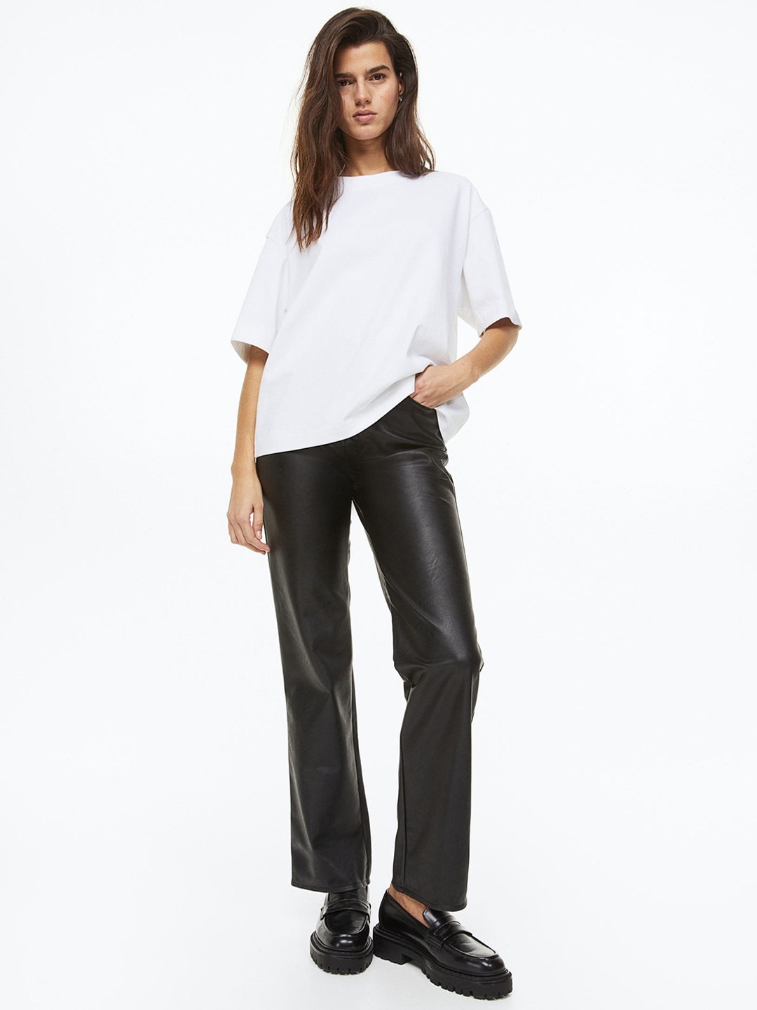 

H&M Women Straight Trousers, Black