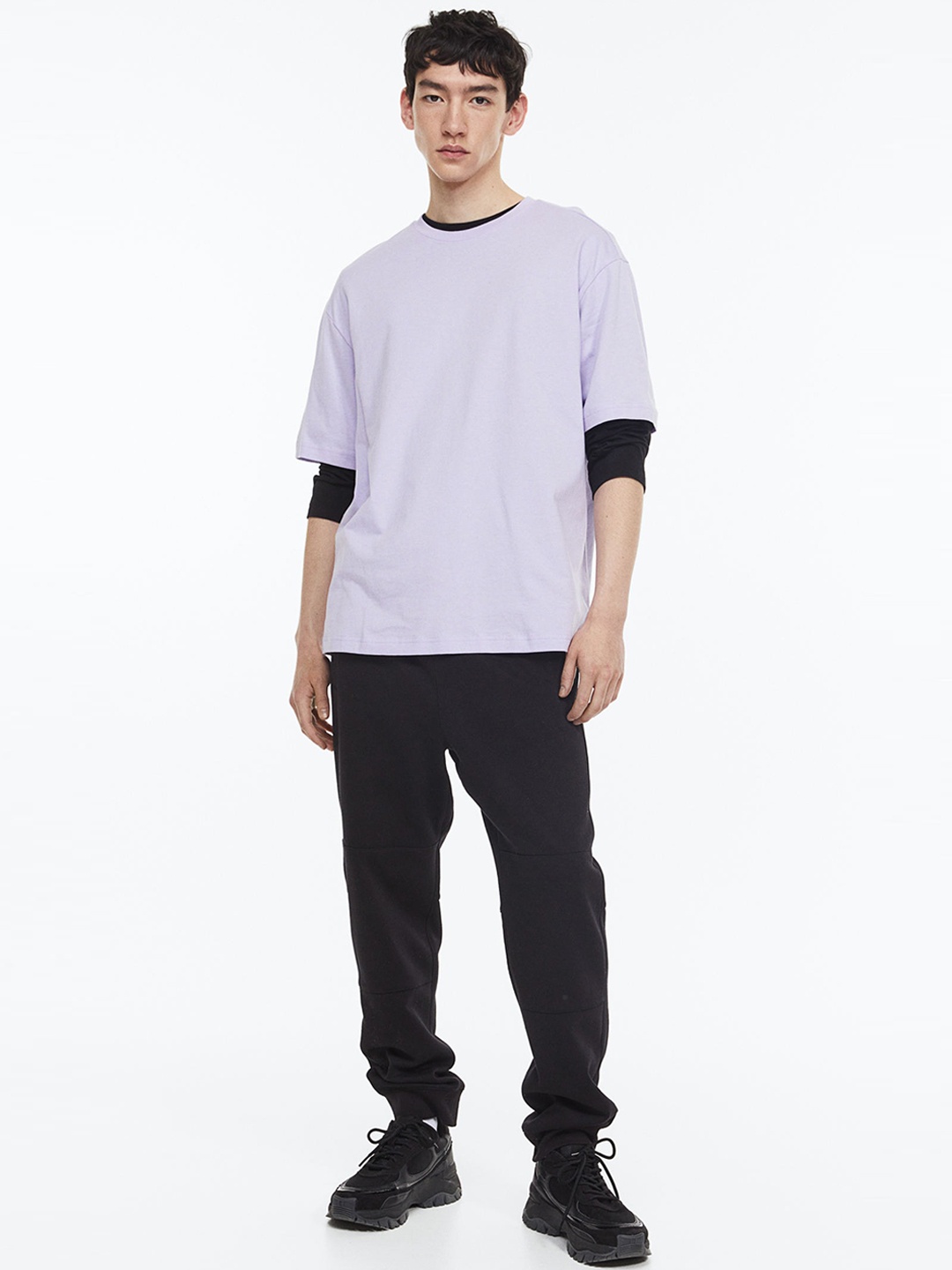

H&M Men Regular Fit Cotton Sweatpants, Black