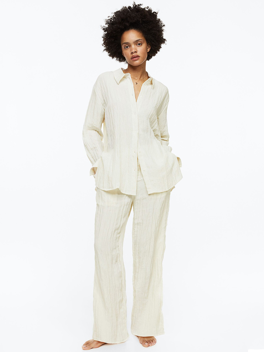 

H&M Women White Straight Fit Trousers