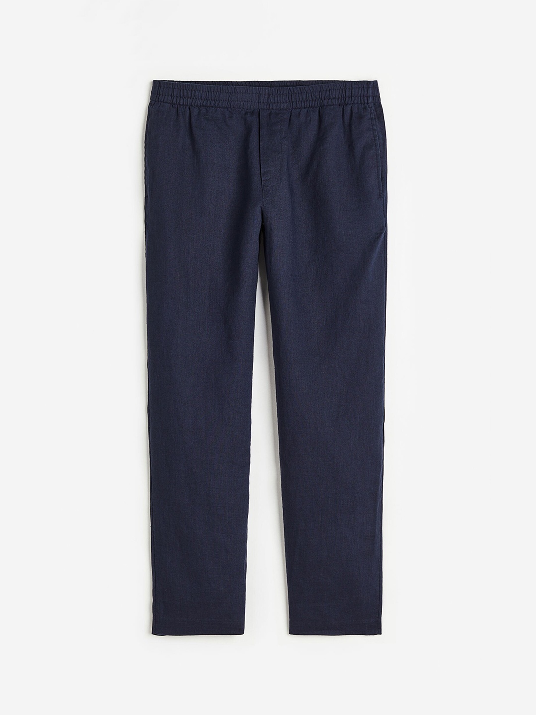 

H&M Men Regular Fit Pure Linen Trousers, Navy blue