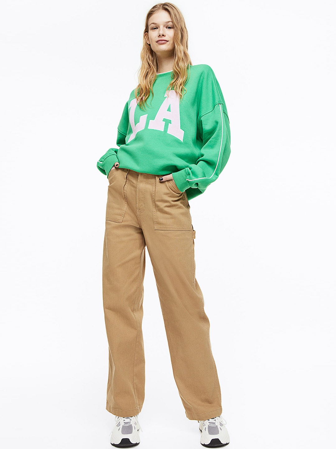 

H&M Women Beige Straight Fit Cargos Trousers