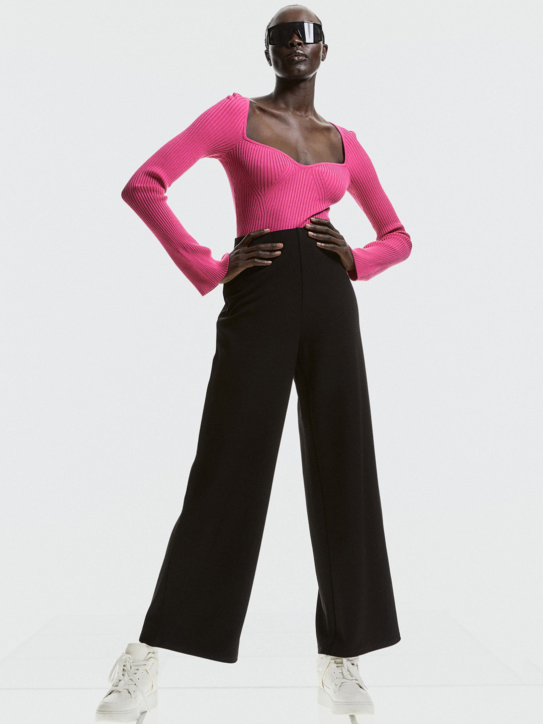 

H&M Women Wide Trousers, Black