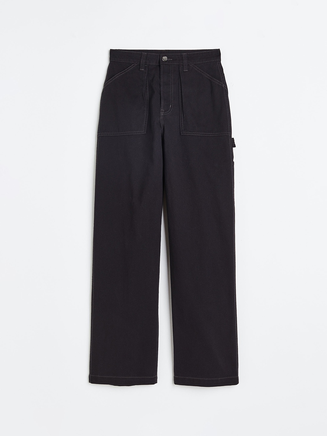 

H&M Women Twill Cargo Trousers, Black