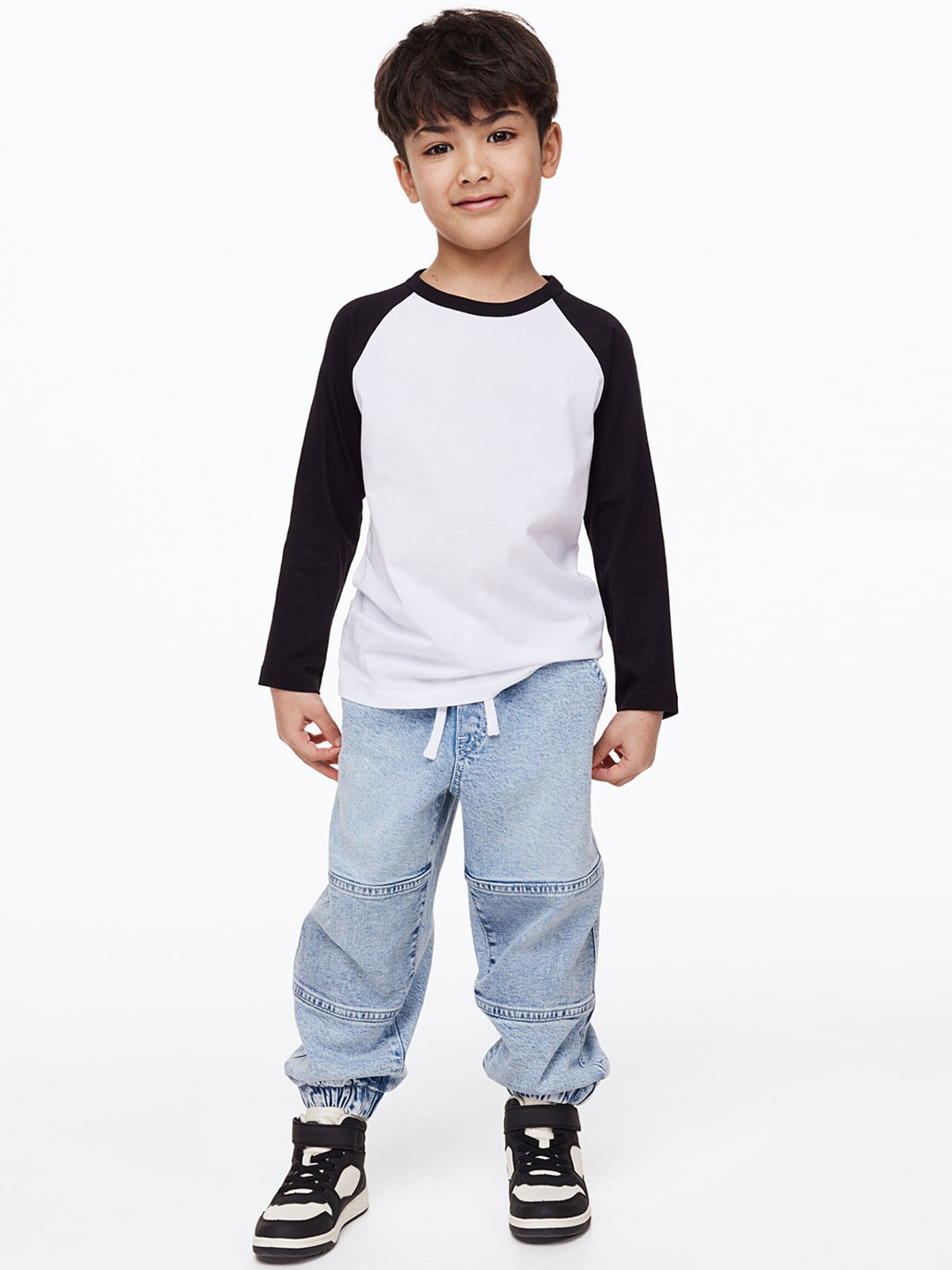 

H&M Boys Loose Fit Cotton Twill Joggers, Blue