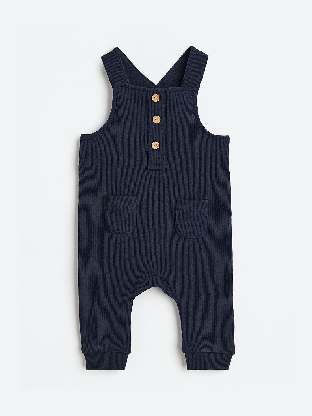 

H&M Infant Boys Ribbed Pure Cotton Dungarees, Navy blue