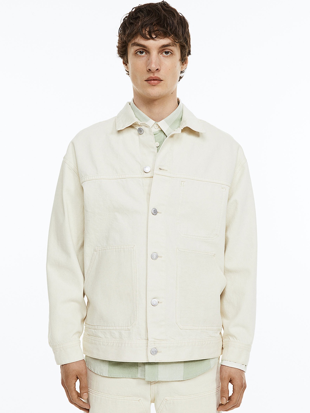 

H&M Men Relaxed Fit Denim Jacket, White