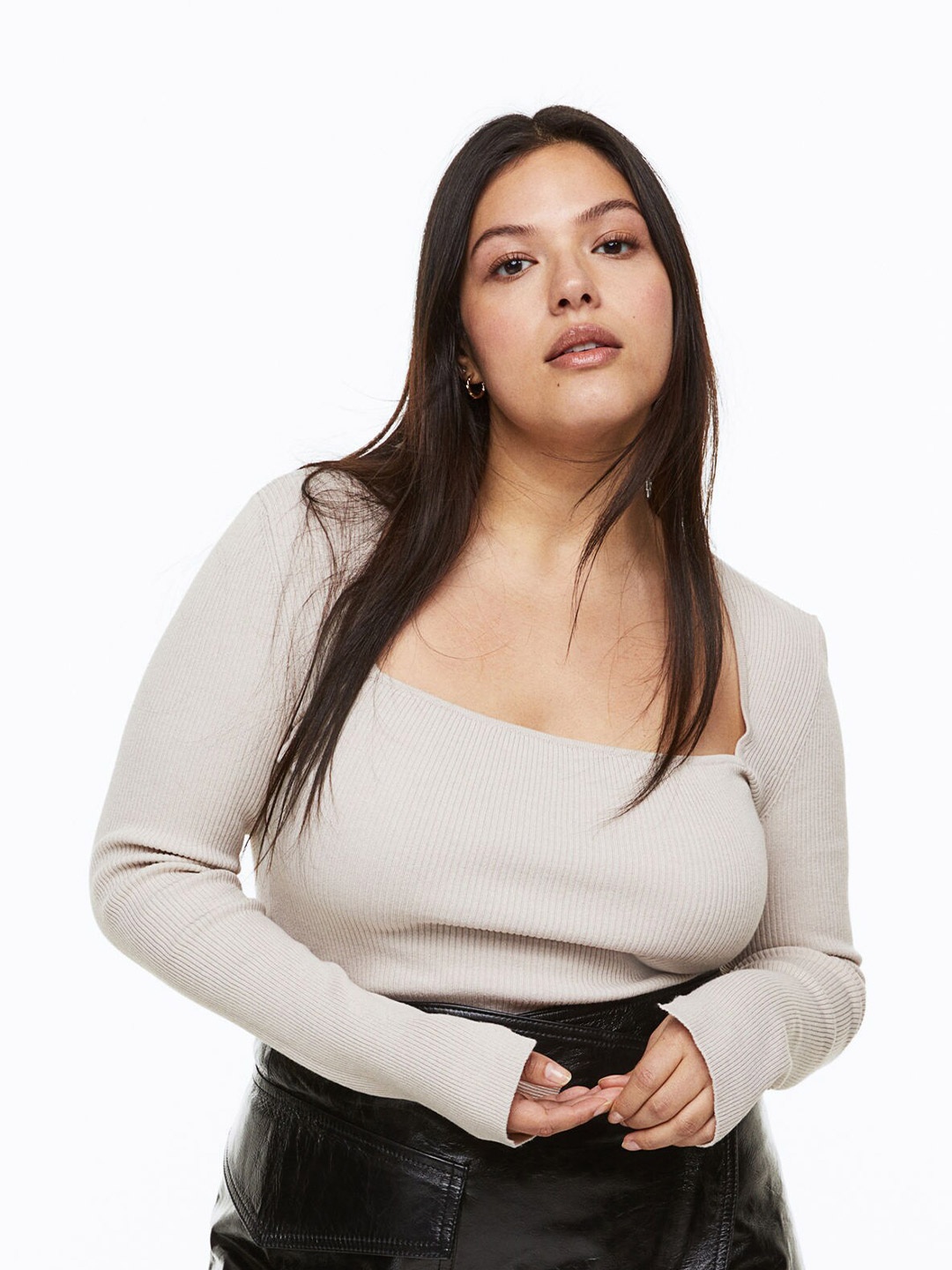 

H&M Women Square-Necked Top, Beige
