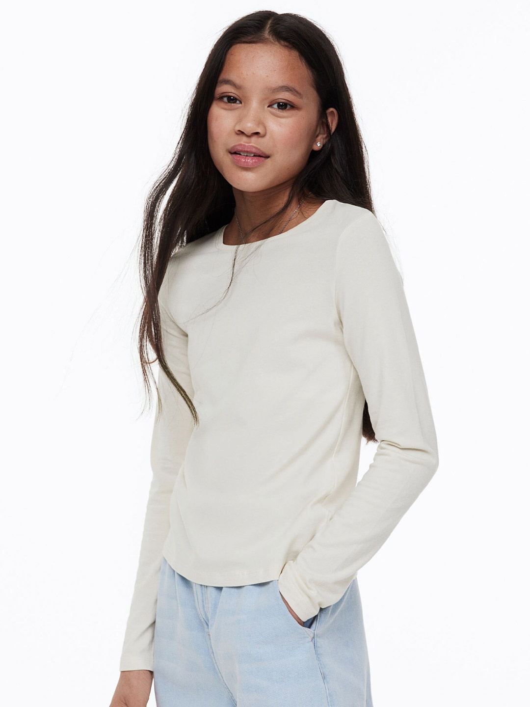 

H&M Girls 3-Pack Jersey Tops, Beige