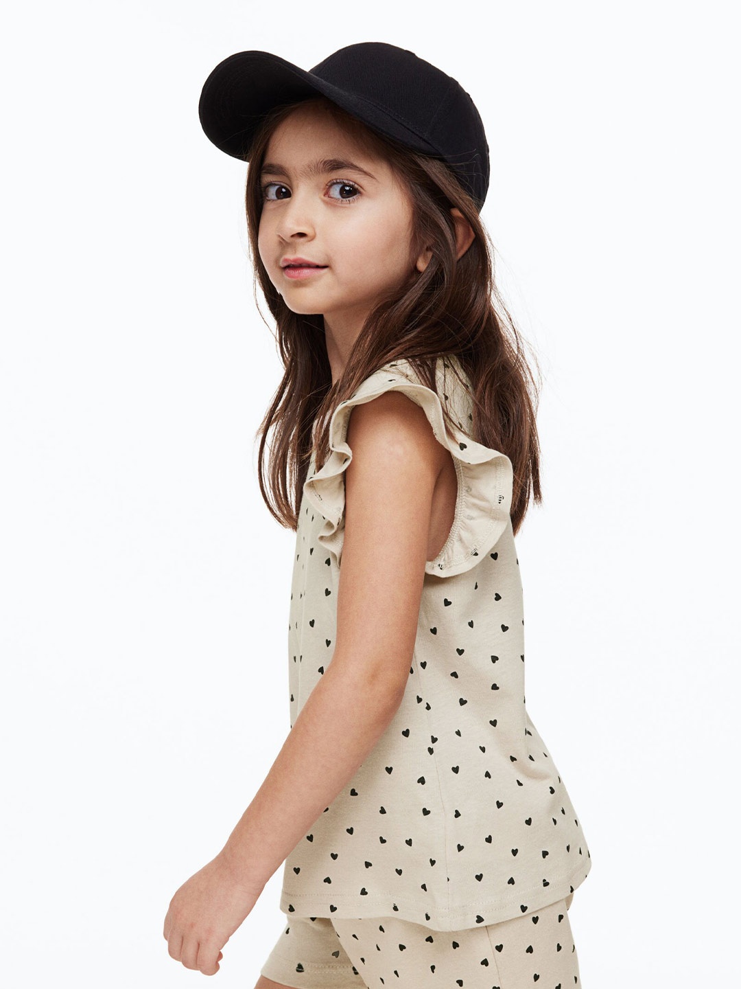 

H&M Girls Pure Cotton 3-Pack Flutter-Sleeved Tops, Beige
