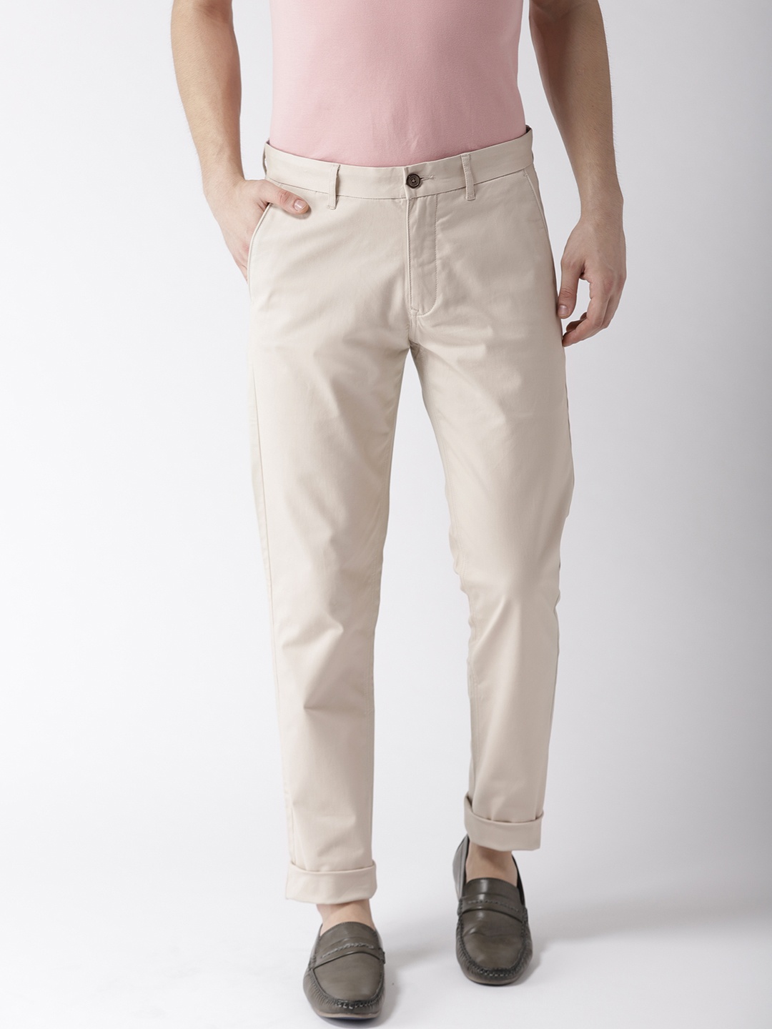 

Arrow Sport Men Beige Chrysler Tapered Fit Solid Trousers