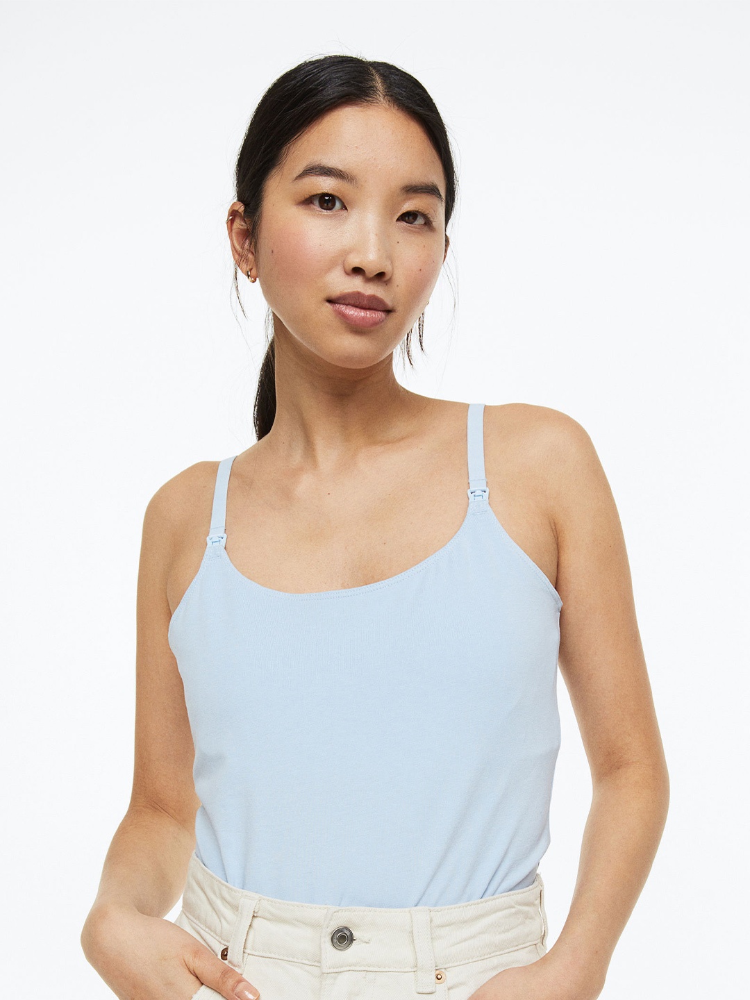 

H&M Women MAMA 3-Pack Nursing Vest Tops, Turquoise blue