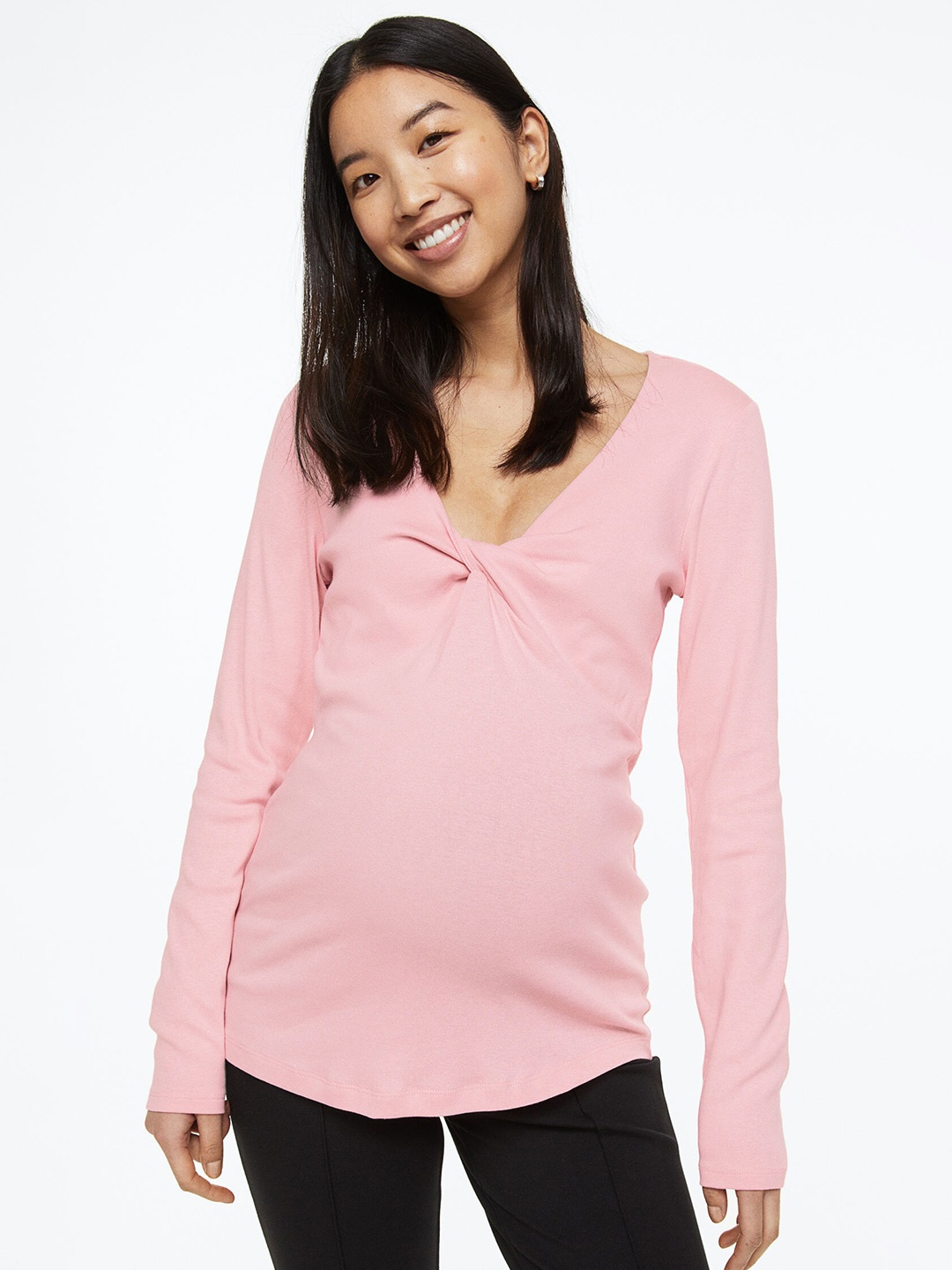 

H&M MAMA Knot-Detail Top, Pink