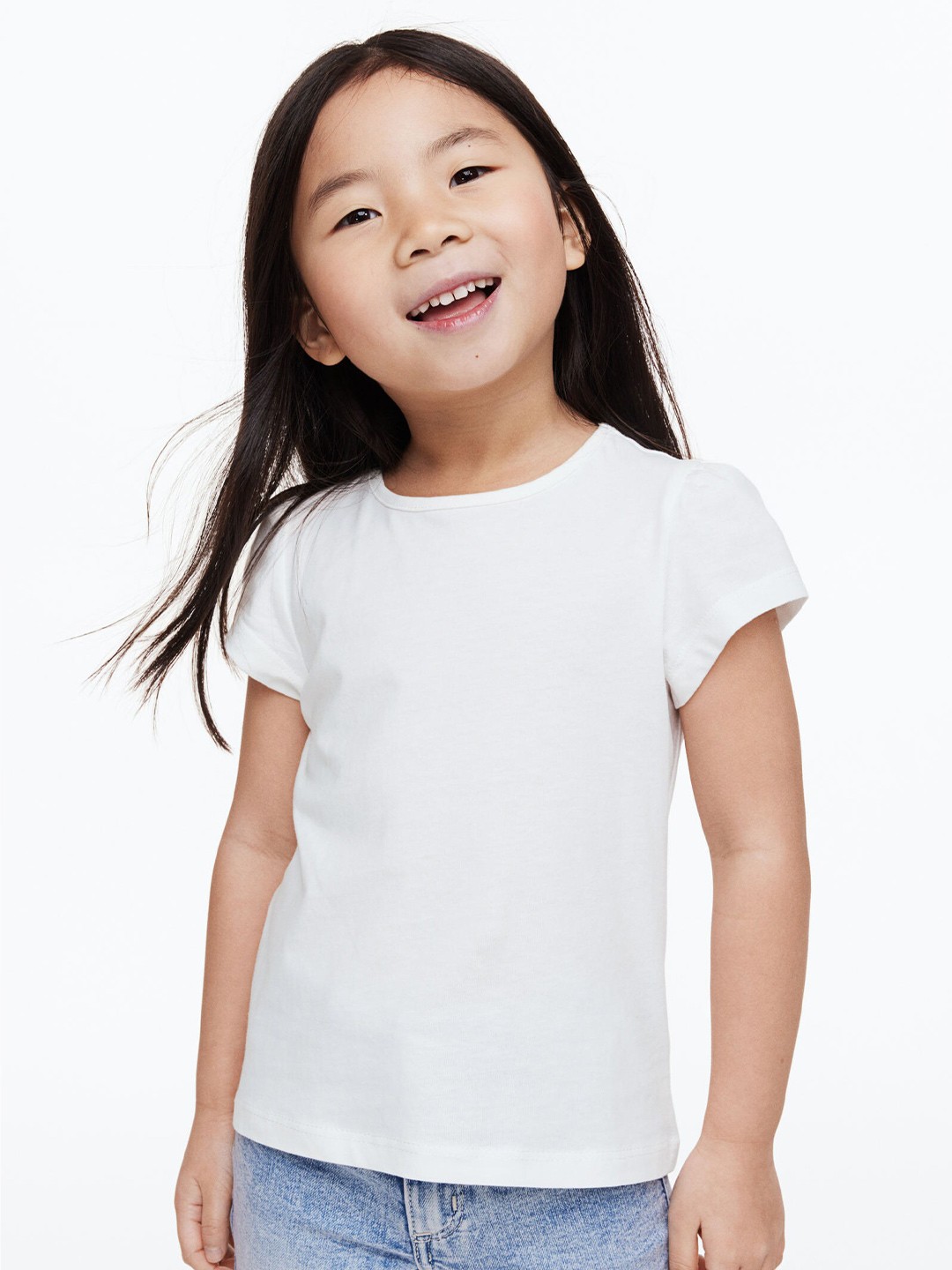 

H&M Girls Pure Cotton Jersey Top, White