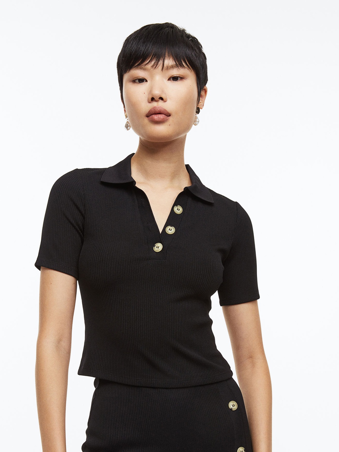 

H&M Collared Top, Black