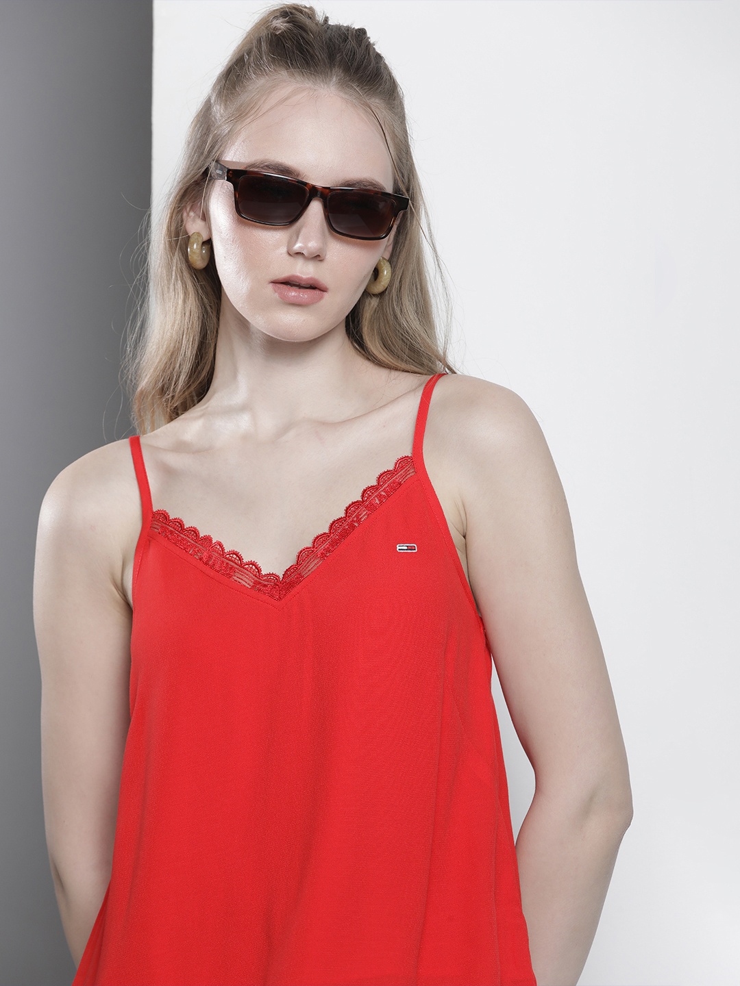 

Tommy Hilfiger Lace Inserted Top, Red