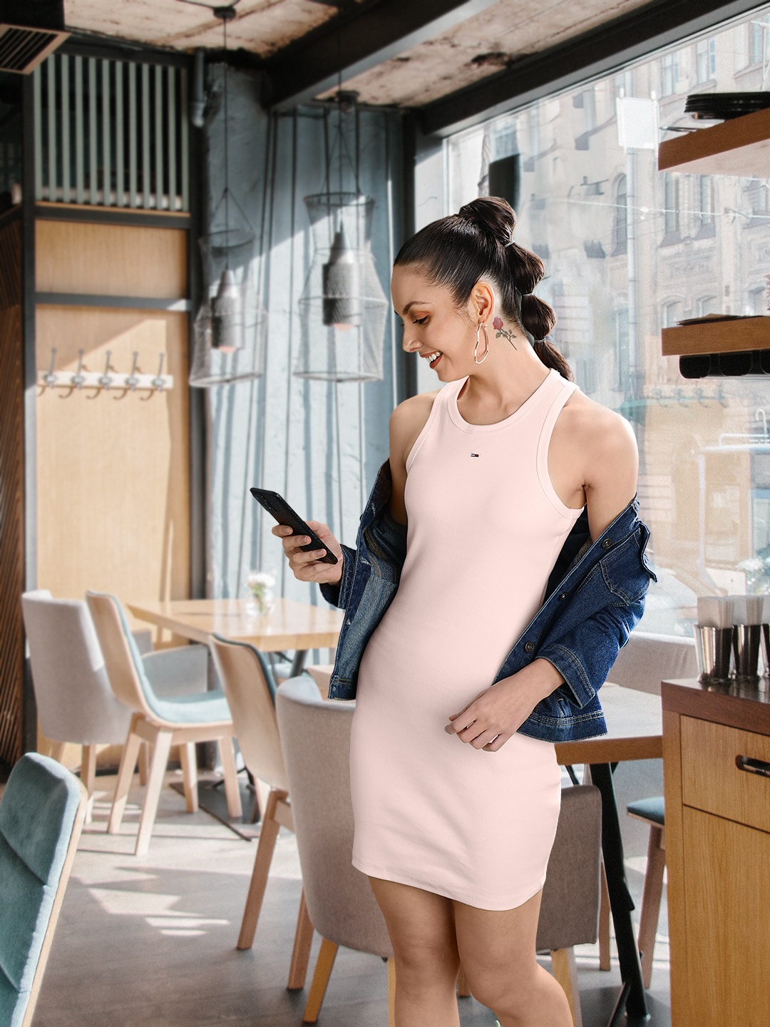 

Tommy Hilfiger Ribbed Bodycon Dress, Pink