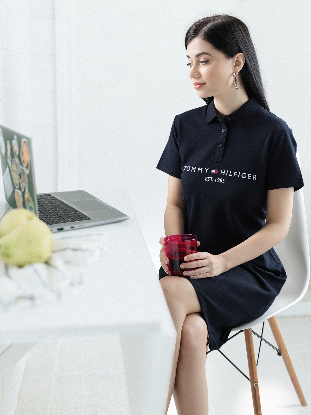

Tommy Hilfiger Embroidered T-shirt Dress, Navy blue