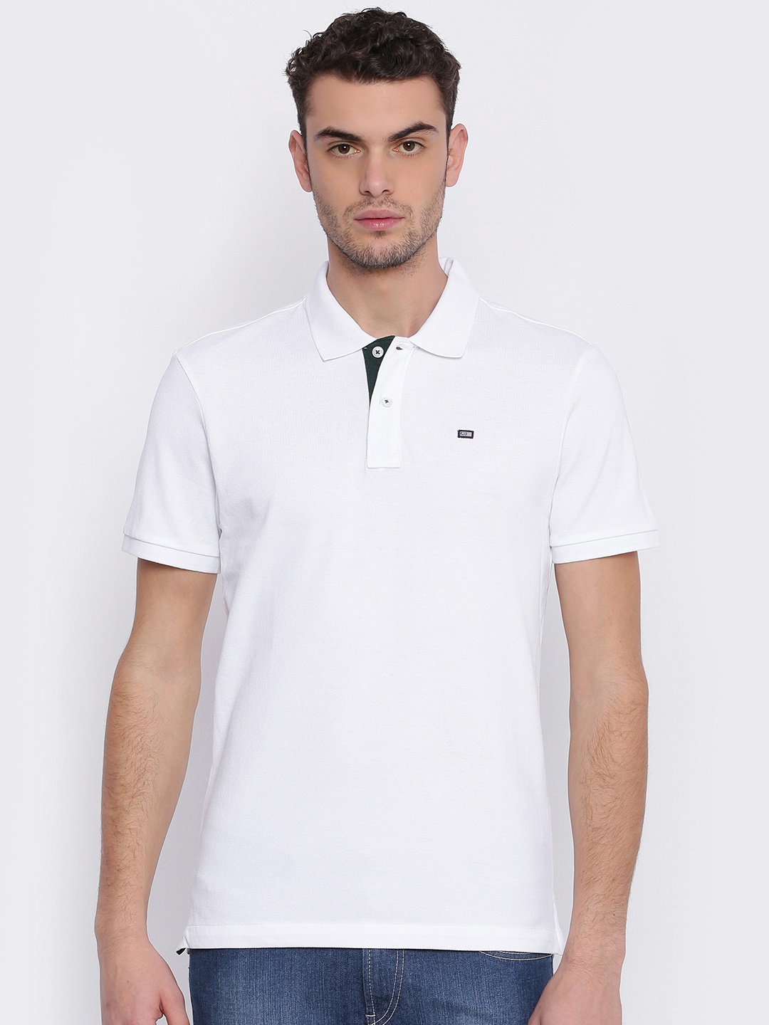 

Arrow Sport Men White Solid Polo Collar T-shirt