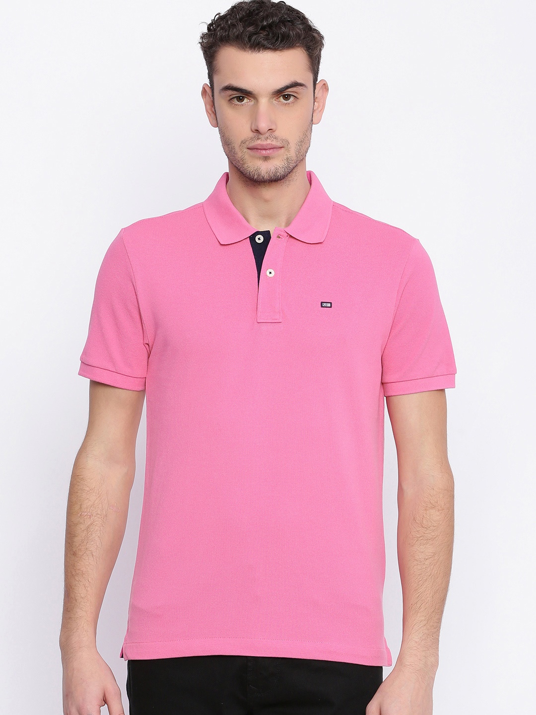 

Arrow Sport Men Pink Solid Polo Collar T-shirt