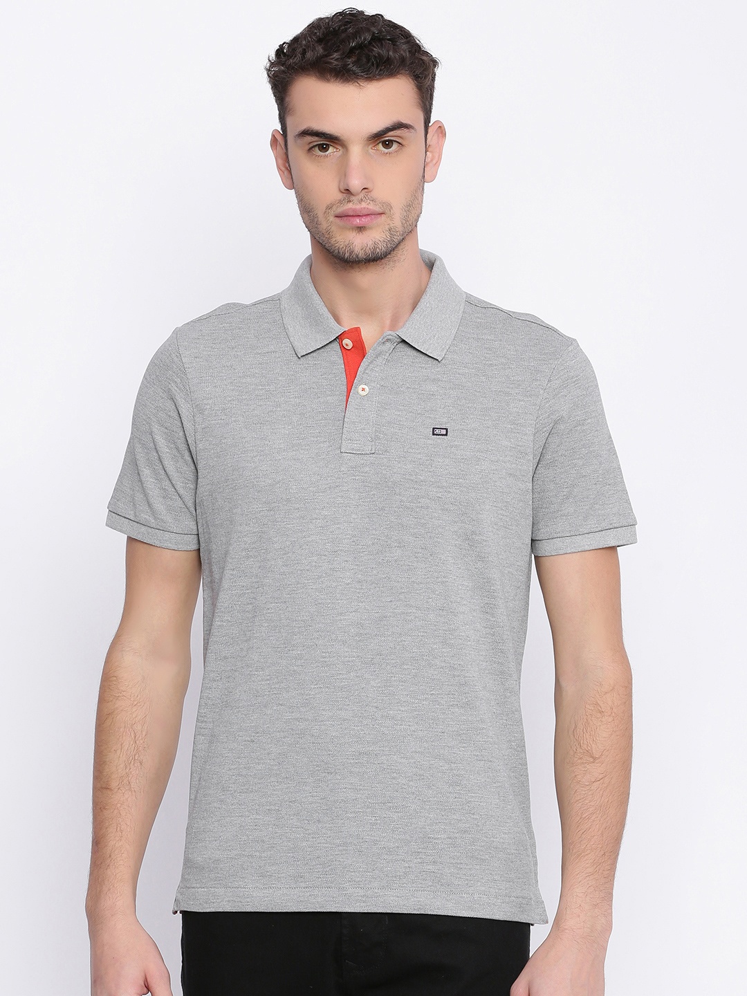 

Arrow Sport Men Grey Melange Solid Polo Collar T-shirt