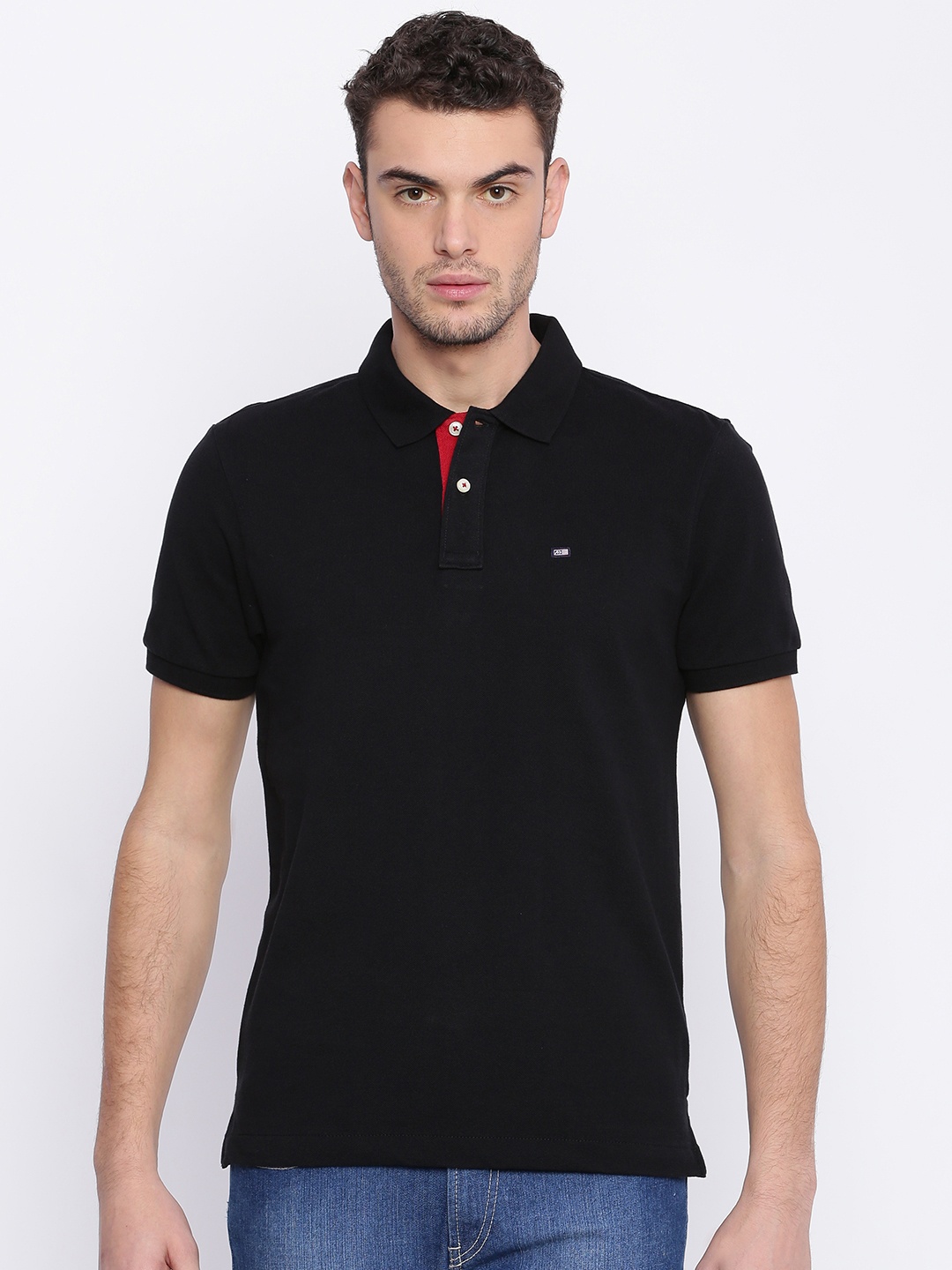 

Arrow Sport Men Black Solid Polo Collar T-shirt