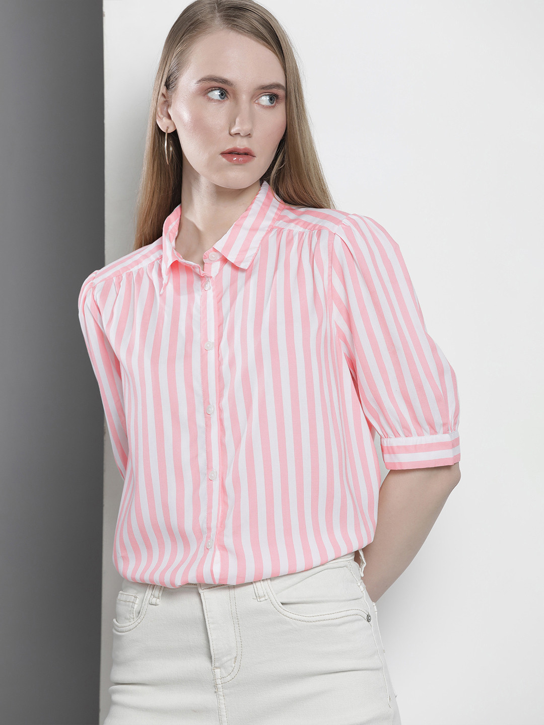 

Tommy Hilfiger Women Striped Casual Shirt, Coral
