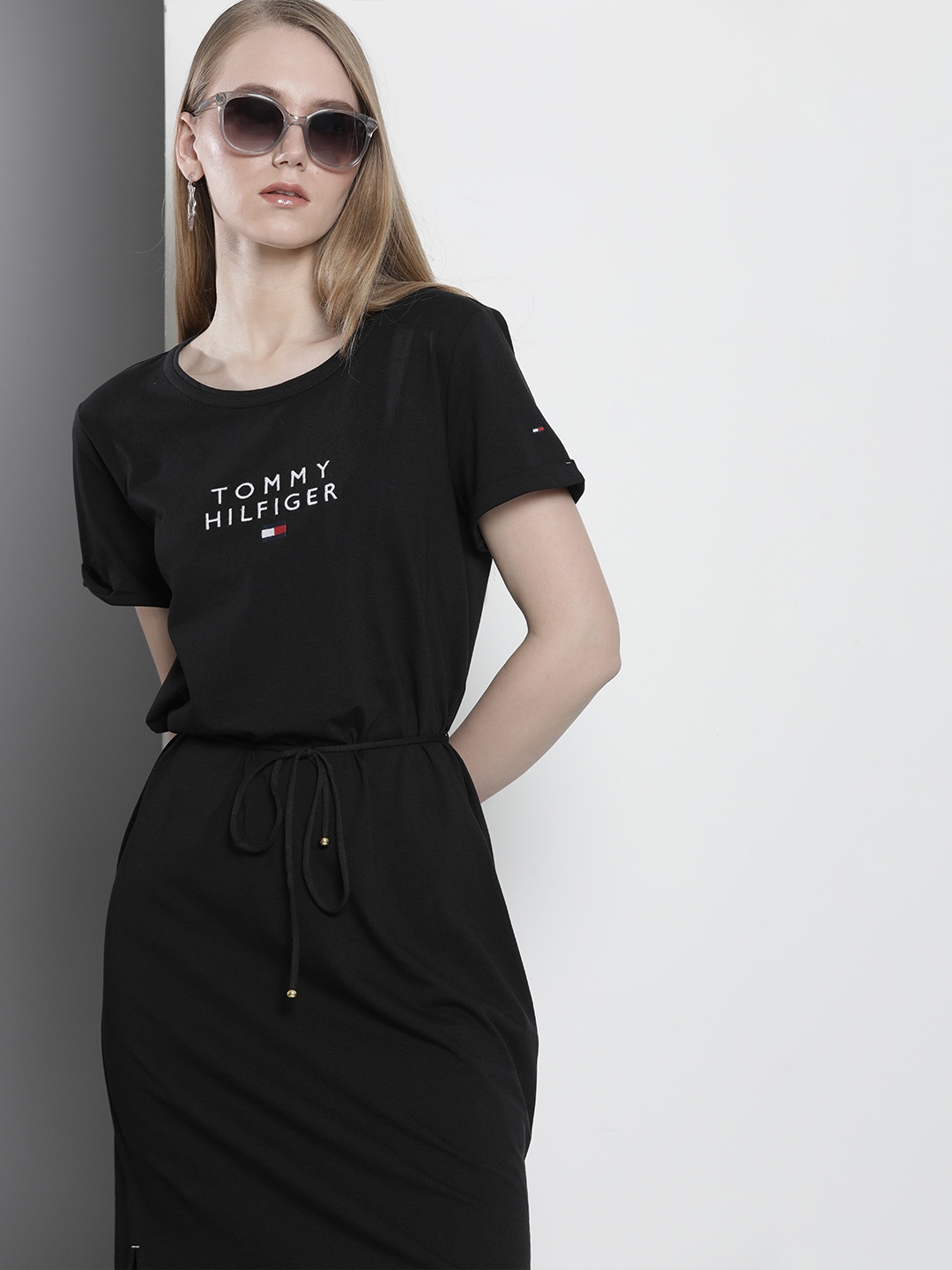 

Tommy Hilfiger Pure Cotton Brand Logo Embroidered T-shirt Dress, Black