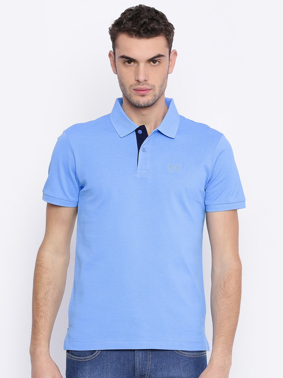

Arrow Sport Men Blue Solid Polo Collar T-shirt
