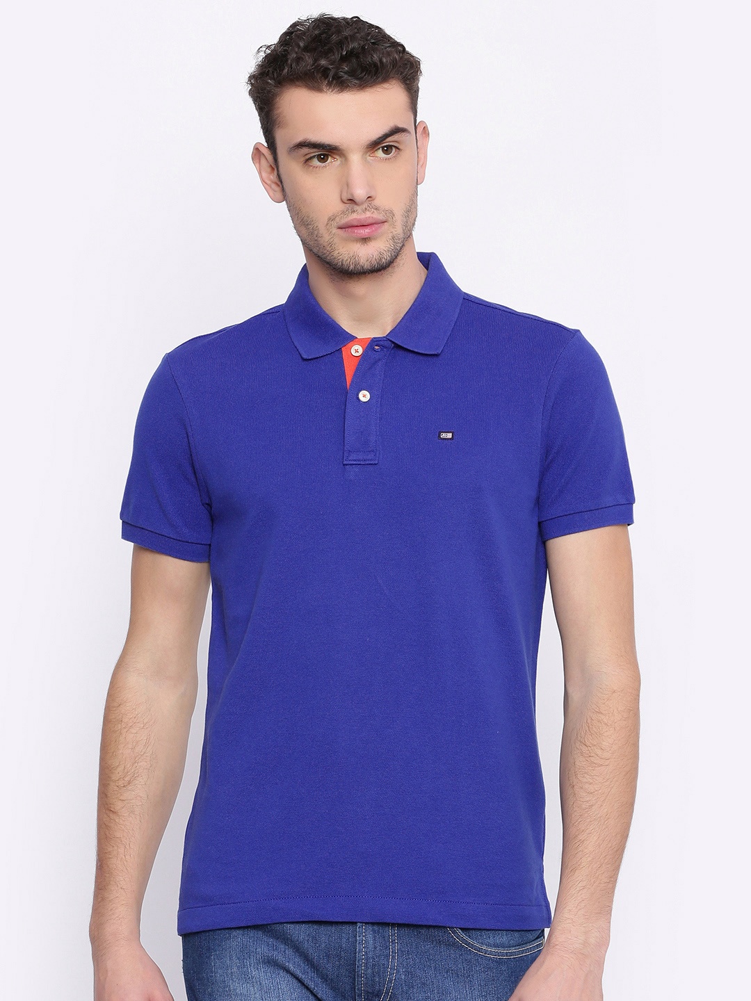 

Arrow Sport Men Blue Solid Polo Collar T-shirt