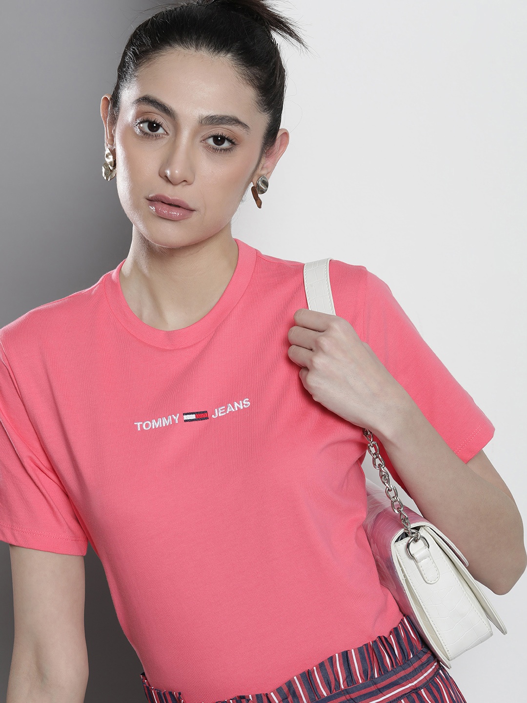

Tommy Hilfiger Women Brand Logo Pure Cotton T-shirt, Pink