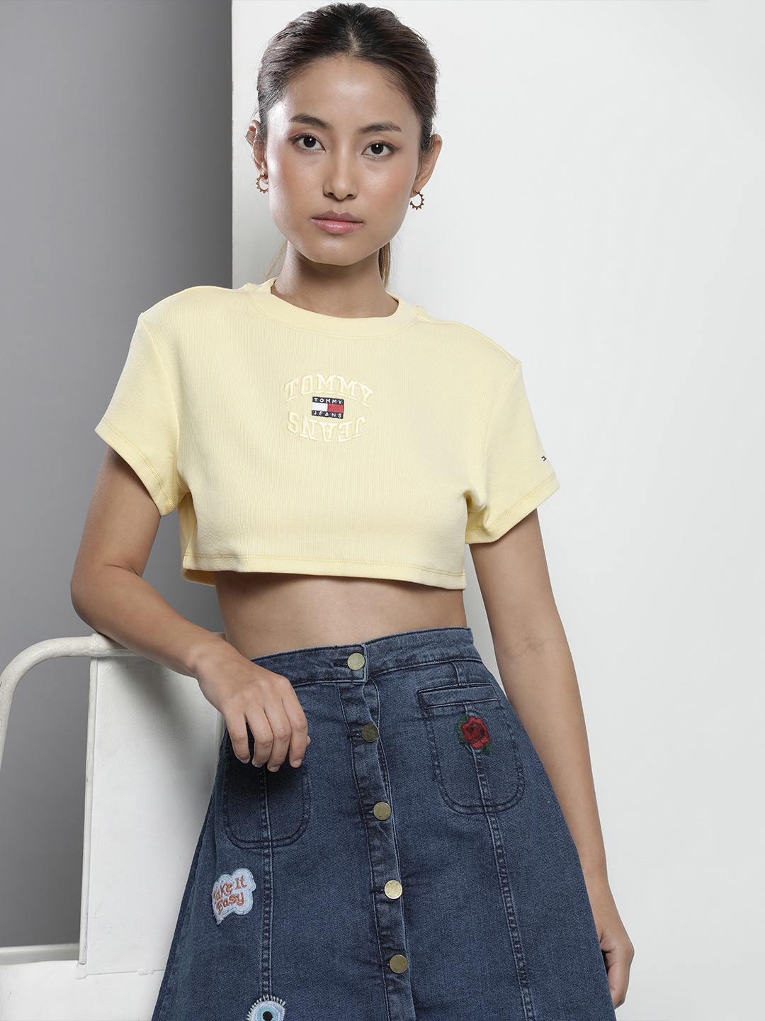 

Tommy Hilfiger Women Brand Logo Printed T-shirt, Yellow