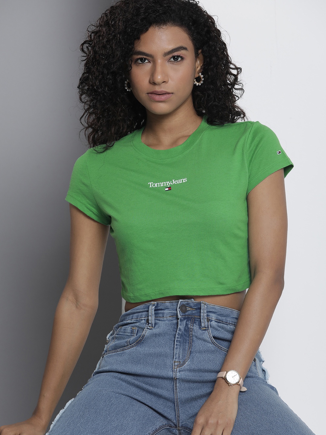 

Tommy Hilfiger Brand Logo Printed Casual T-shirt, Green