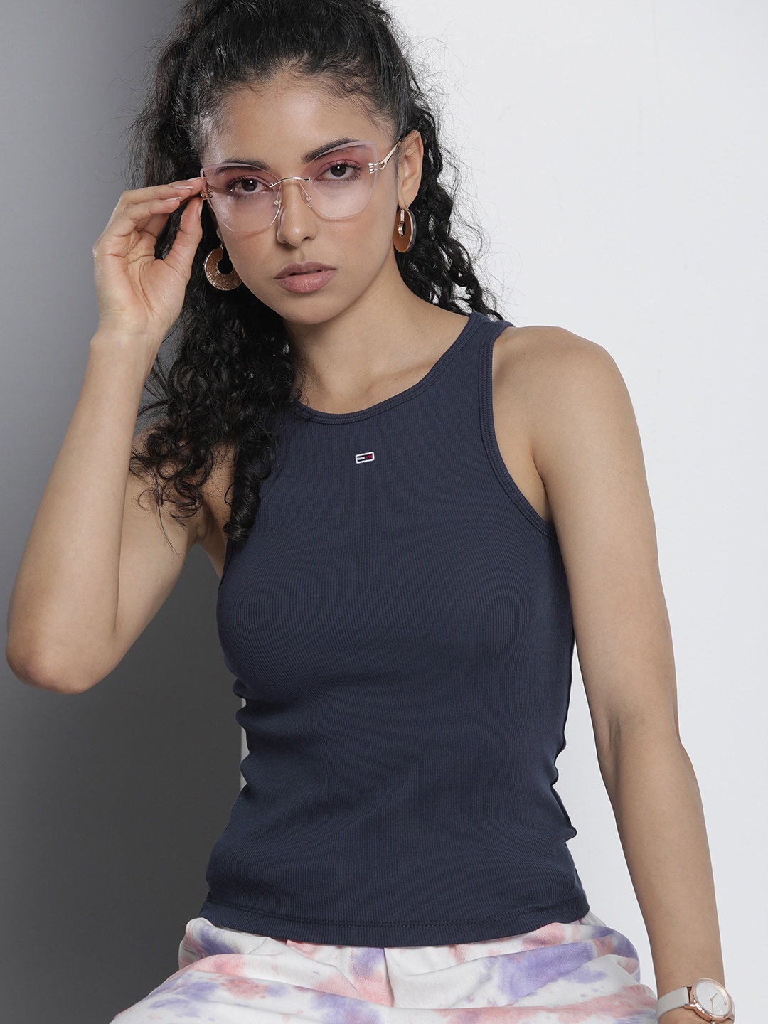 

Tommy Hilfiger Solid Sleeveless Slim Fit T-shirt, Navy blue