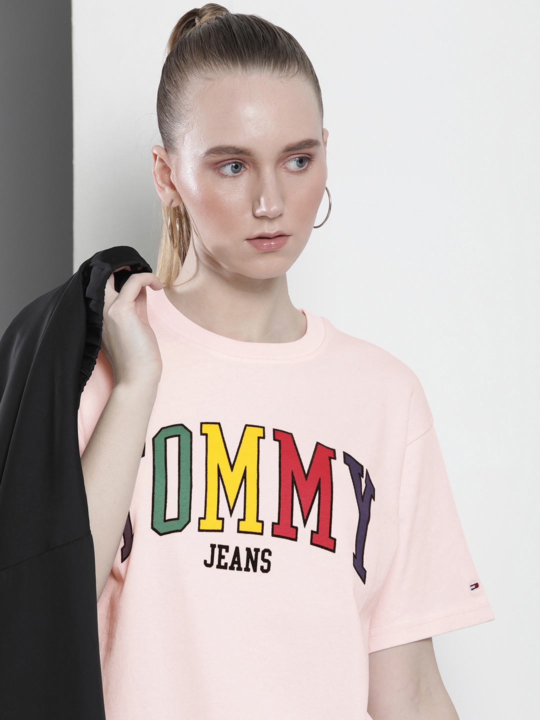 

Tommy Hilfiger Women Pure Cotton Brand Logo Printed T-shirt, Pink