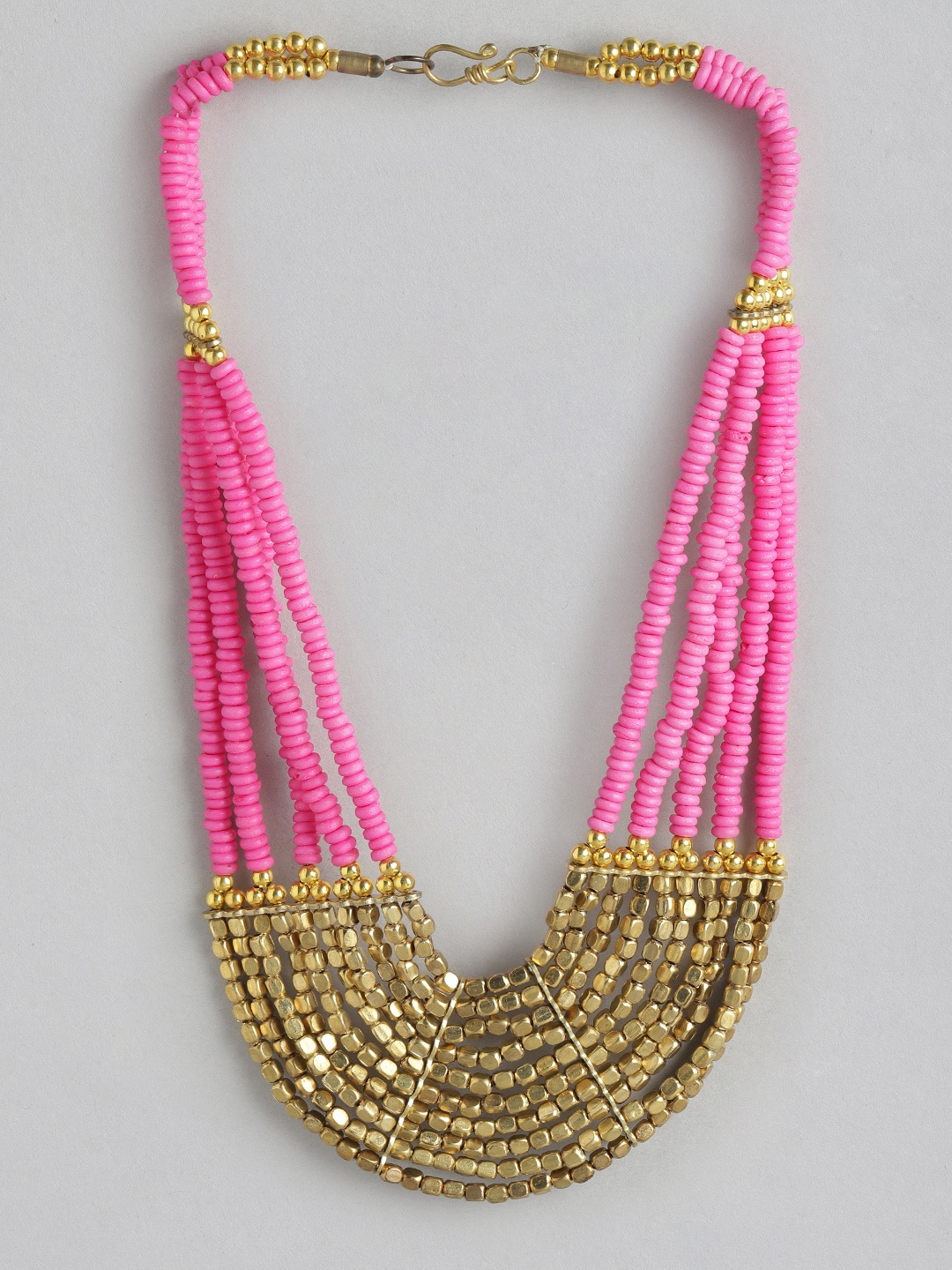 

Rang Gali Brass-Plated Layered Necklace, Pink