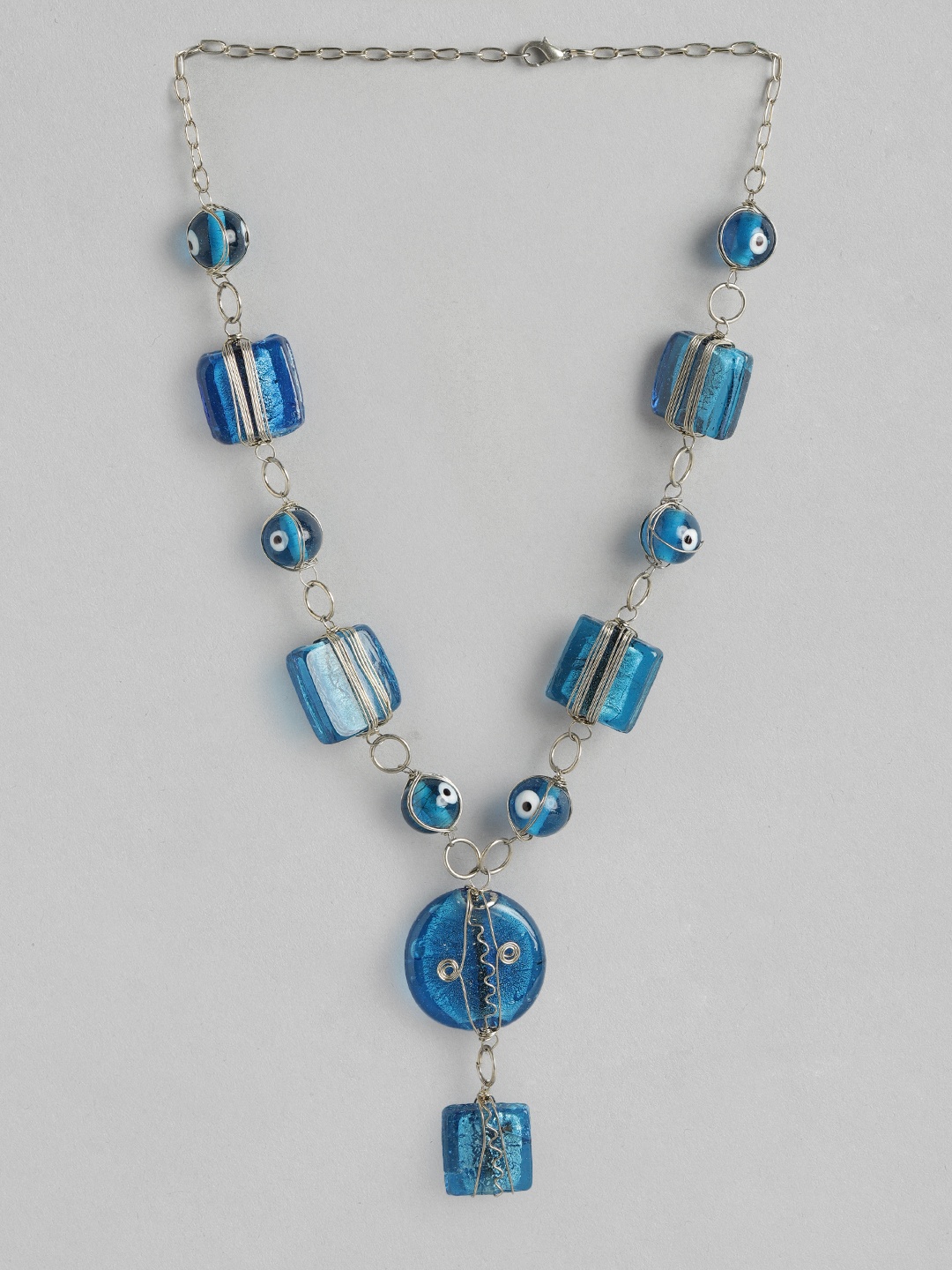 

Rang Gali Silver Rhodium-Plated Necklace, Blue