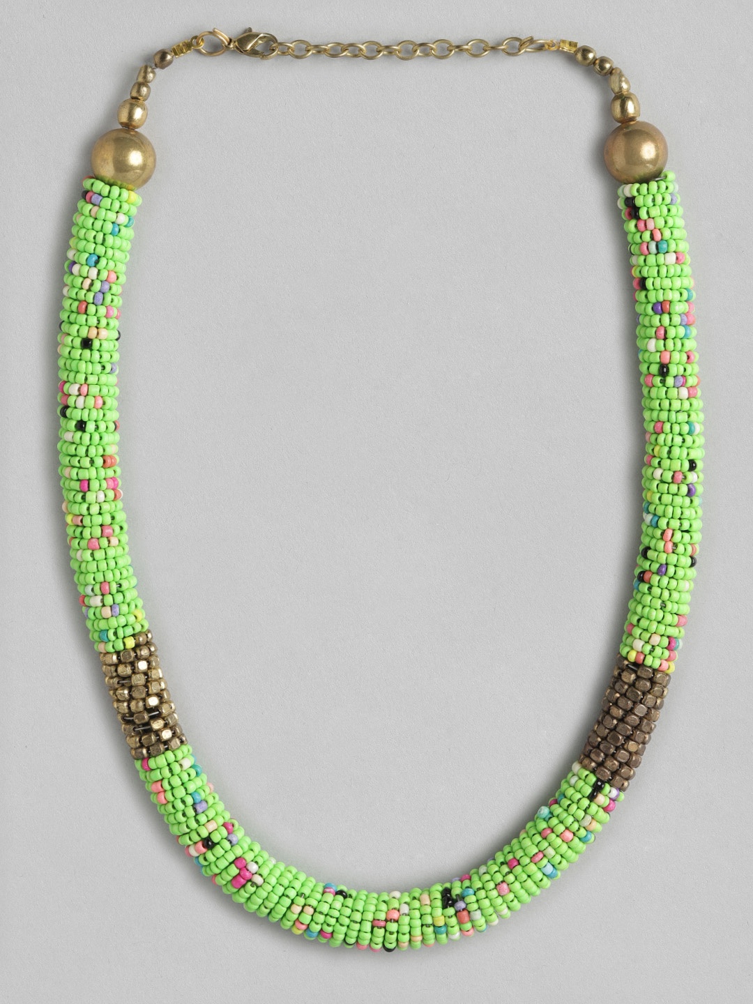 

Rang Gali German Silver Brass-Plated Necklace, Green