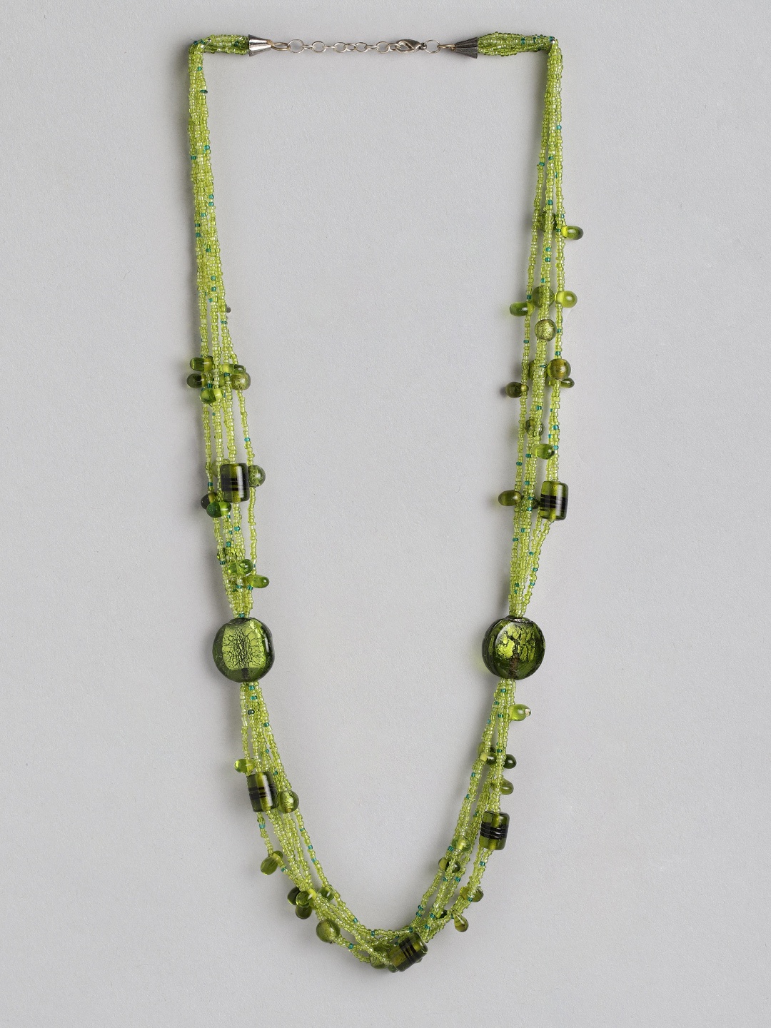 

Rang Gali Rhodium-Plated Necklace, Olive