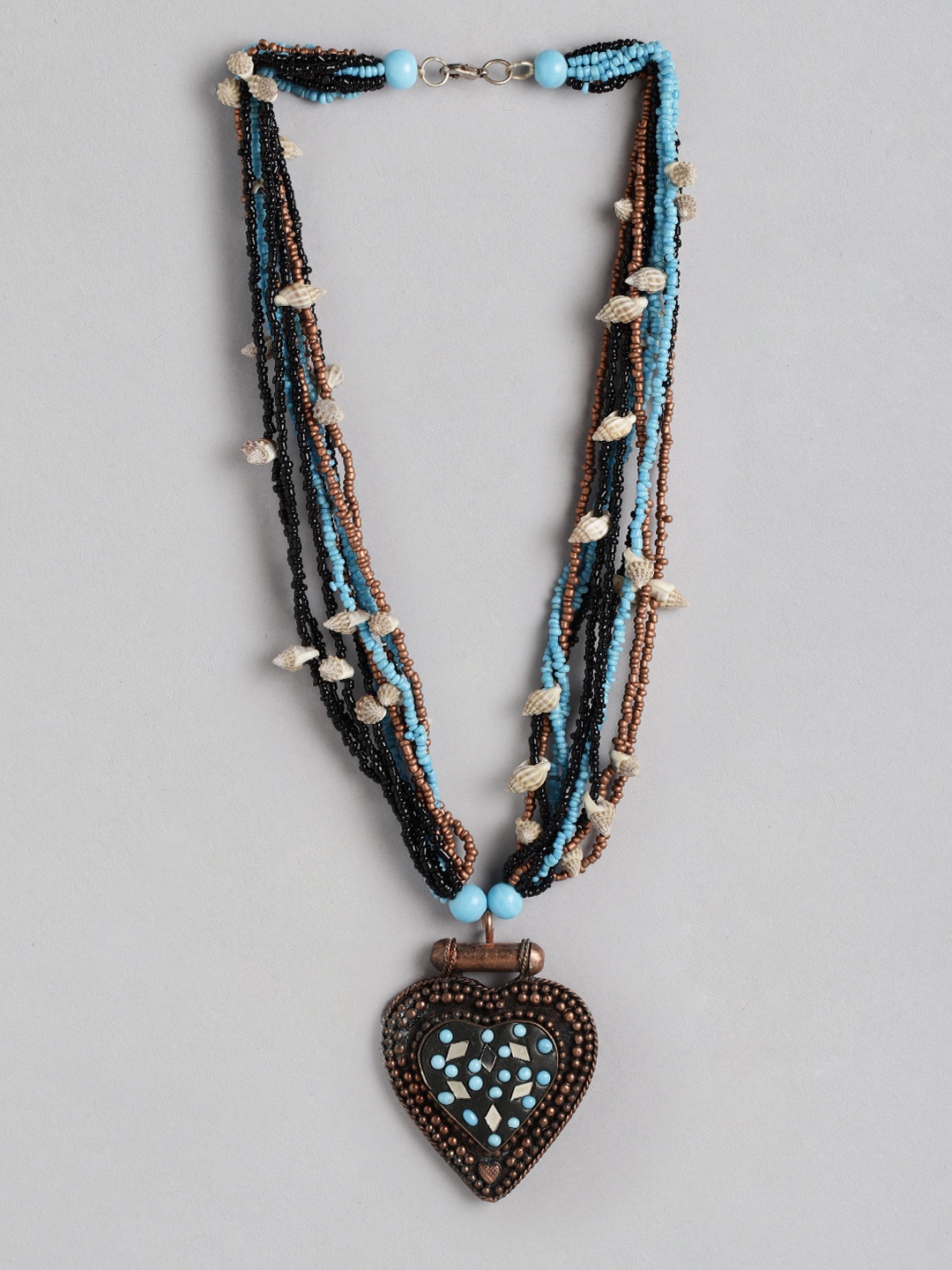 

Rang Gali Brass-Plated Bohemian Necklace, Blue