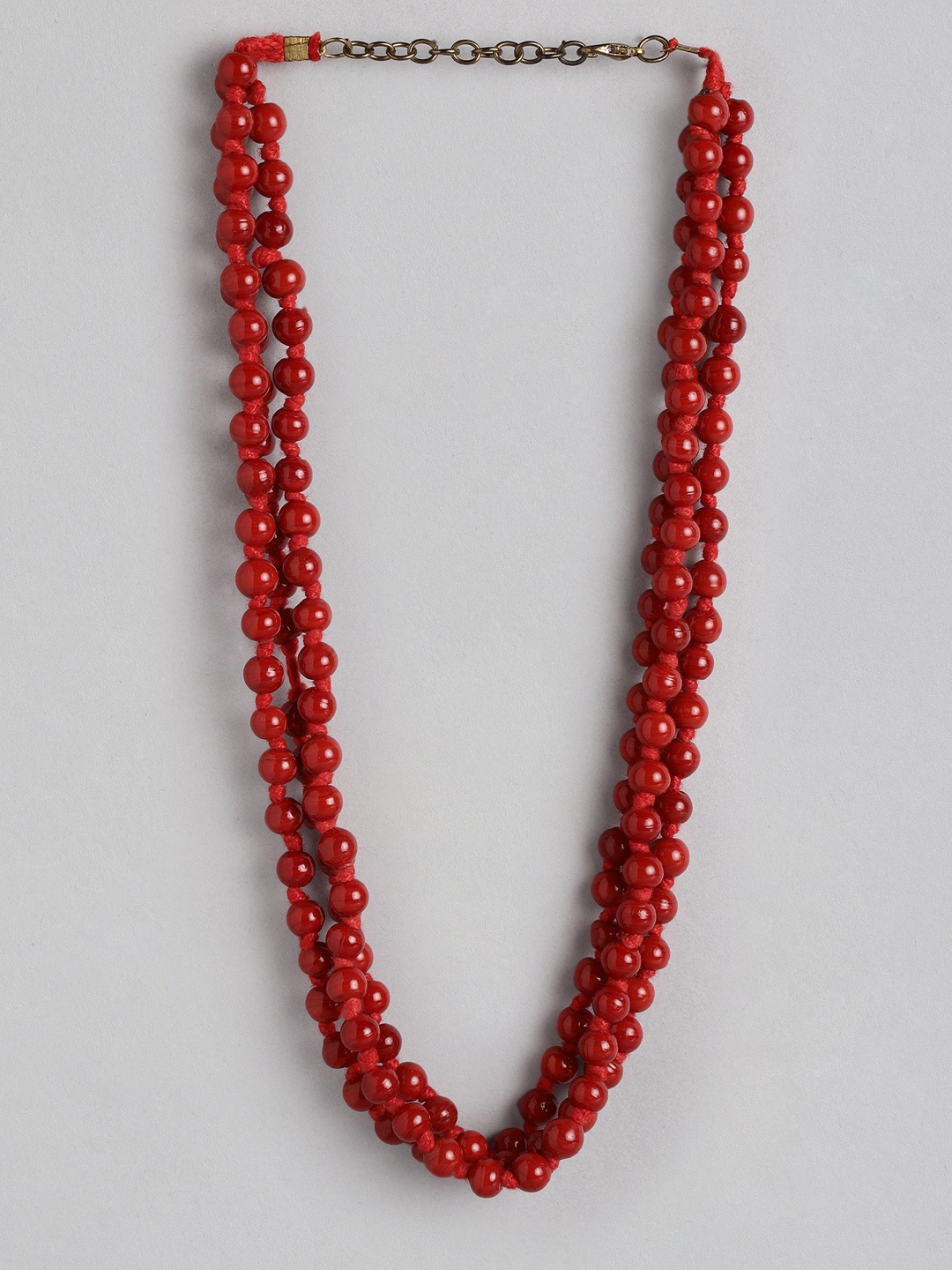 

Rang Gali Rhodium-Plated Bohemian Necklace, Red