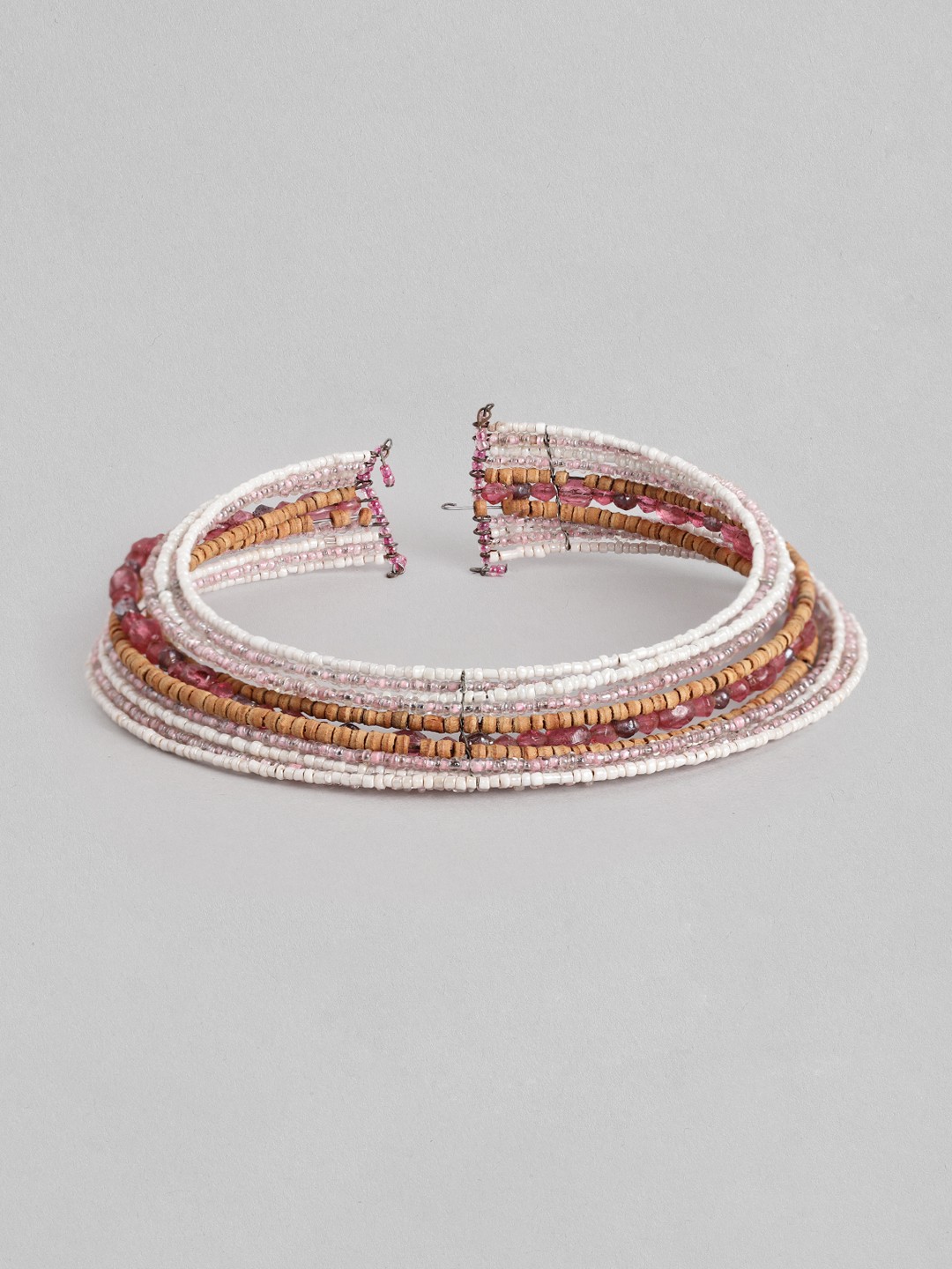 

Rang Gali Copper Rhodium-Plated Choker Necklace, Pink