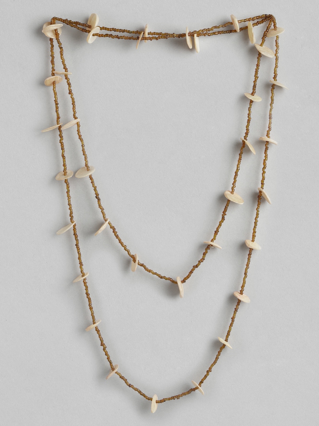 

Rang Gali Sterling Silver Brass-Plated Bohemian Necklace, Beige
